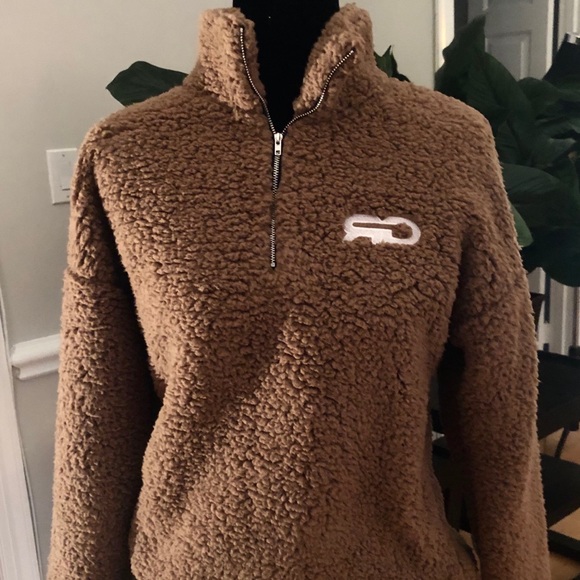 Tan Quarter Zip Pullover Sherpa Fleece - Picture 1 of 5